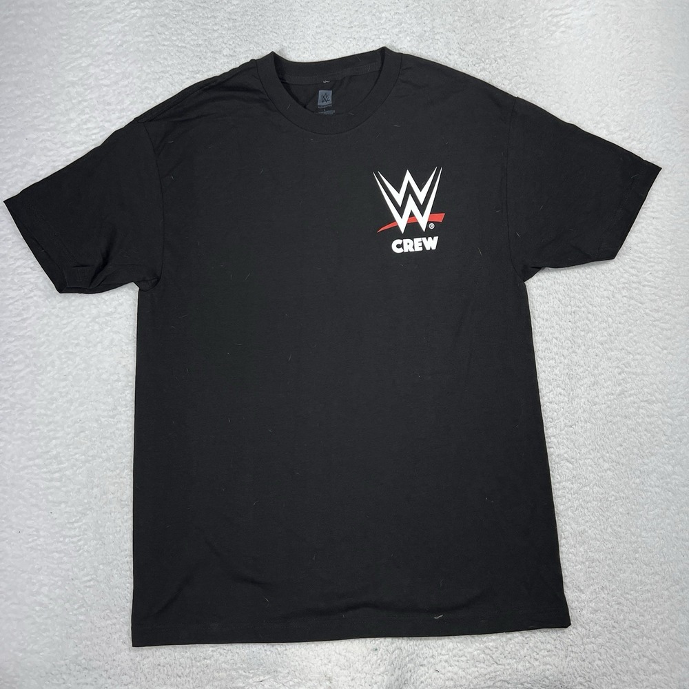 WWE CREW SHIRT Road to Wrestle Mania T SHIRT Black L Fast Lane Chamber Royal EUC